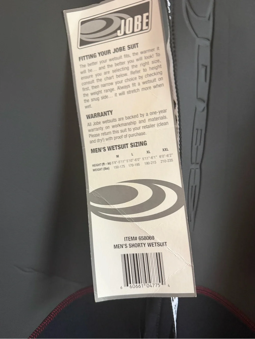 Jobe Red Shorty Wetsuit brand new.
